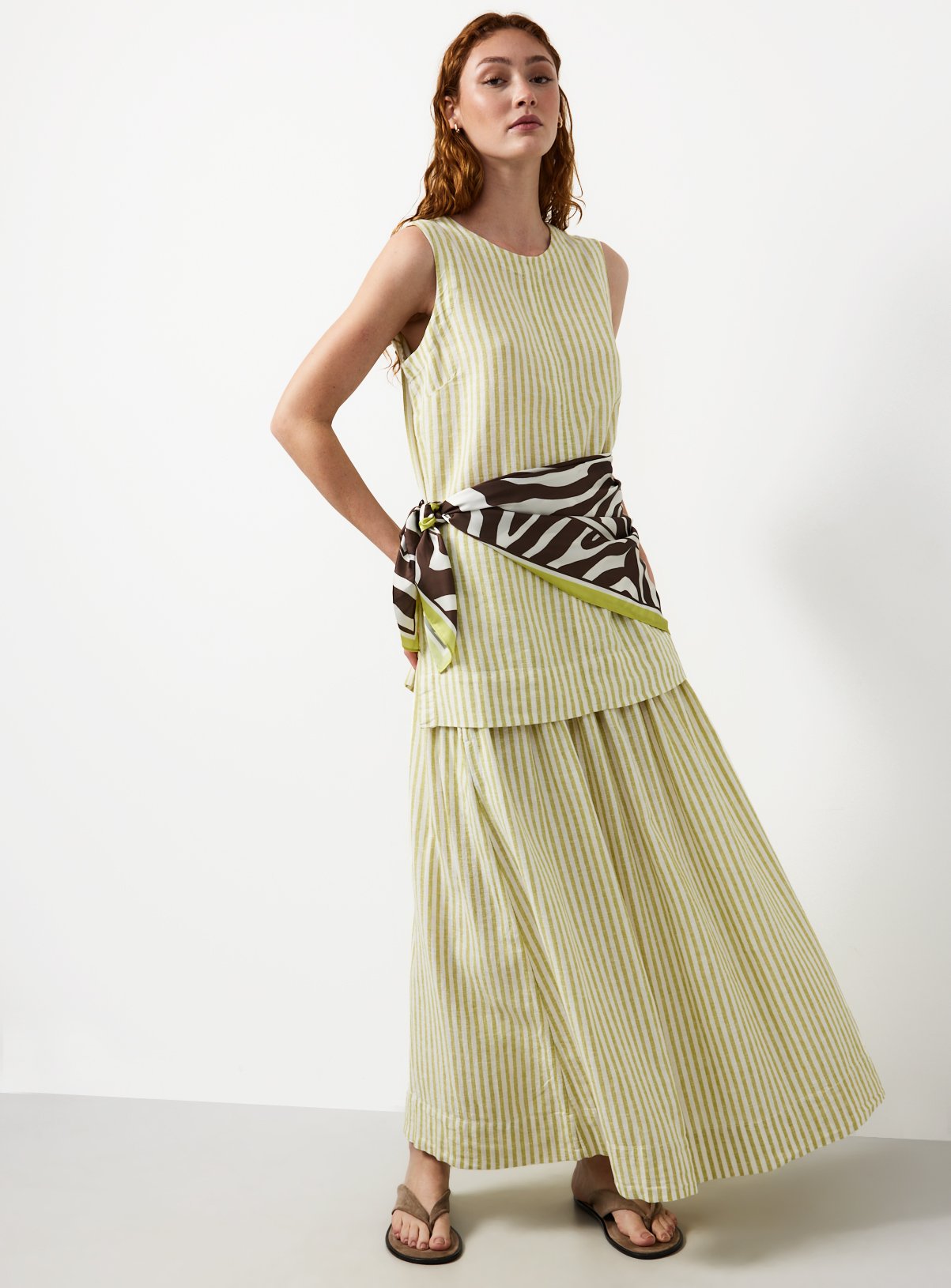 Light Green Linen Rich Shirred Waist Midaxi Skirt 12 - Image 2 thumbnail